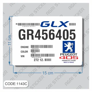 برچسپ فابریکی شیشه جلو پژو 405 GLX (کد : 1143C) فروش به صورت عمده