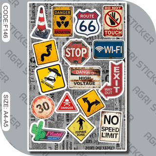 پک استیکر علام جاده ای ROUTE 66 (کد :F146 ) فروش به صورت عمده