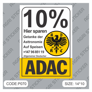 استیکر آداک(ADAC) 10% (کد : P070) فروش به صورت عمده